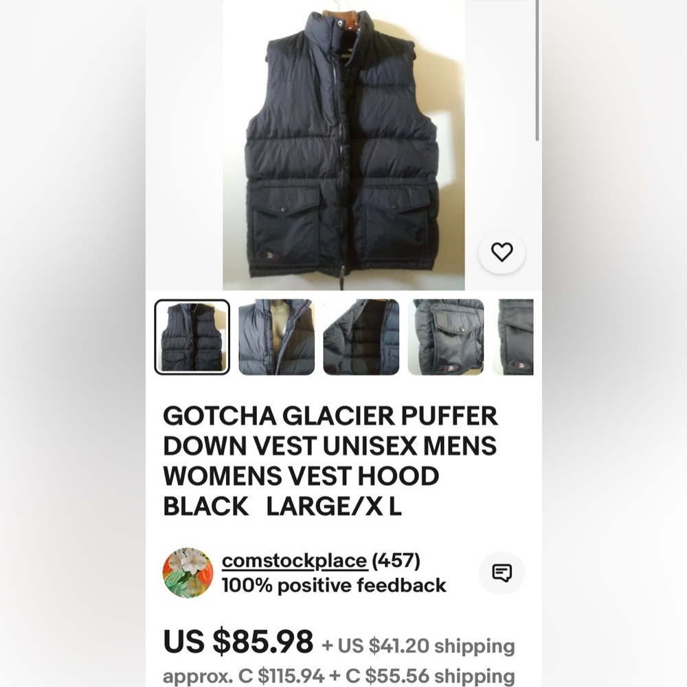 Gotcha glacier men’s dark blue down/feather puffer vest! Size L - Picture 11 of 12
